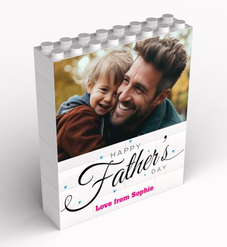 Star Online Personalised Gift For Dad Photo Building Block Bricks Fathers Day Puzzle Keepsake Present for Grandad Grandpa From Son and Daughter. (Fathers Day Hearts)