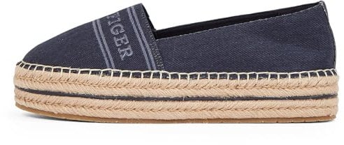 Tommy Hilfiger Damen Espadrilles Denim Platform mit Plateau, Blau (Space Blue), 38