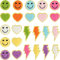 testlili 24pcs Self Adhesive Chenille Embroidered Patches Preppy Iron on Patches for Girls Cute Glitter Lightning Bolt Sew on Applique DIY Craft Accessories for Backpacks Clothing Jackets Hats