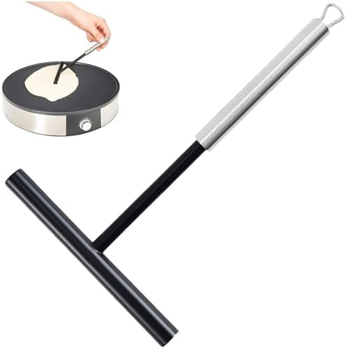 Glixoft Stainless Steel Crepe Spreader T-shaped Crepe Distributor Non-stick Batter Pancake Crepe Dough Spreader for Home Kitchen Baking