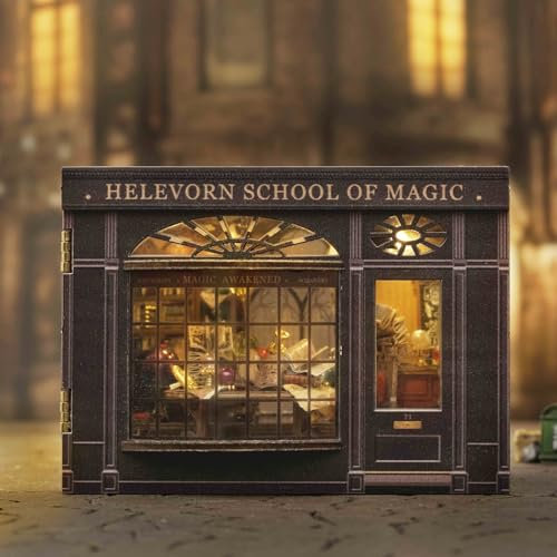 CUTEROOM Miniatur Hausbausatz, kleine Hausbausätze zum Bauen, DIY Puppenhaus aus Holz mit LED, Mini Modellbausätze als Geschenk für Teenager und Erwachsene(Magic)