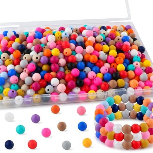 HHCFAST 300Pcs 9mm Round Multicolor Silicone Beads for DIY Crafts