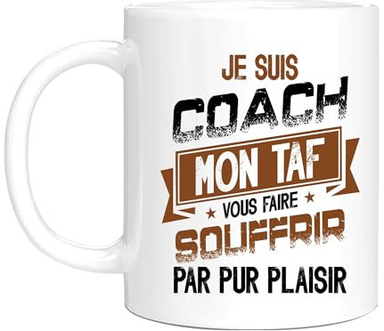 HALUMI Mug Coach Sportif - Tasse Originale Mon TAF Vous Faire Souffrir - Idée Cadeau Humour Rigolo Anniversaire Noël Départ Retraite Collègue Homme Femme - Mug En Ceramique Bicolore 330ml 440ml