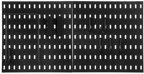 sourcing map Kit de rangement mural avec 2 panneaux perforés et 13 accessoires de suspension modulaire pour travaux manuels, organisation murale, noir