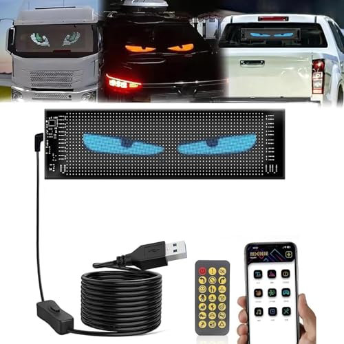 Teufelsaugen-Licht FüR Autos, Led Augen FüR Auto, Bunte Augenlampe Soft Screen FüR Autofenster, Led Augen FüR Autofenster, Diy Auto Dynamische Led Smart Bunte Augenlampe Soft Screen (100 mm X350 mm)