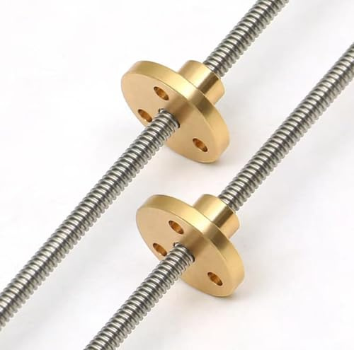 Perni a barra completamente filettati, filettatura della vite di comando, filettatura della vite di comando T4, passo 4 mm, passo 1 mm, lunghezza 100~650 mm con dado in ottone, barra trapezoidale for