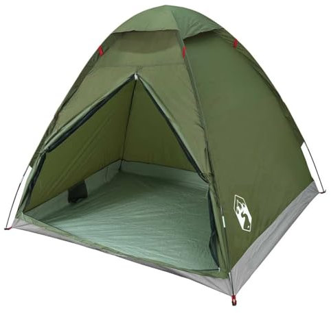 vidaXL Camping Tent Dome - 2 Person Waterproof Olive Green - PU Coated Polyester - Includes Storage Pocket and Carry Bag - Dome Camping Tent for Outdoor Adventures