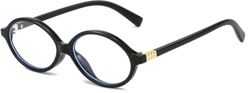 LJCZKA Ovale Blaulichtfilter Brille Damen Herren Kleine Ovale Brille Ohne Stärke y2k Anti-Müdigkeit für PC, TV und Handy