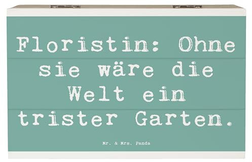 Mr. & Mrs. Panda 19 x 12 cm Holzkiste Spruch Floristin Garten - Geschenk, Wohlbefinden, Geschenkbox, Berufsleben, Schatzkiste, Blumen, Dekokiste,
