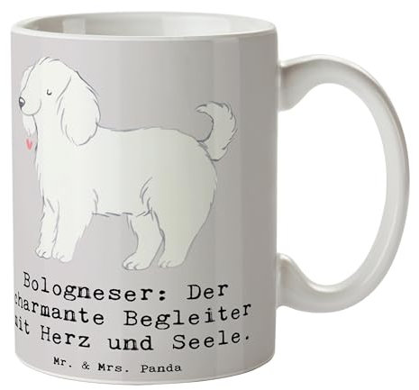 Mr. & Mrs. Panda Tasse Bologneser Begleiter - Geschenk, treuer Freund, Geschenk Tasse, Herz und Seele, Kaffeetassen, flauschiges Fell, Büro Tasse,