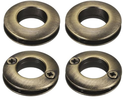 sourcing map 4 Pcs Zinc Alloy Screw Rings Eyelet Grommets, 3/8(10.6 mm) Metal Screw-in Rings Grommet for Curtain Bag Loop Handle Connector Purse Accessories (Brushed Brass)