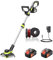 JWDJ FY9099 - Decespugliatore a batteria da 21 V con 2 bobine e caricabatterie, testa girevole a 90°, 2 in 1, decespugliatore per prati perimetrali e terreni agricoli, giardino fai da te, cura del