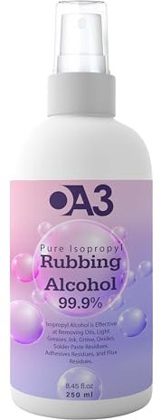 Isopropanol IPA 99% Pure – 250ml Rubbing Alcohol for Cleaning, Medical Use, Electronics, Glass, De-Icer, and Painting