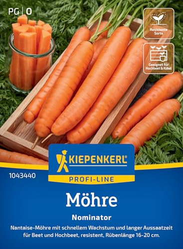 Kiepenkerl Profi-Line Möhrensamen Nominator 1043440 - Gemüsesamen für Möhrensamen mit einer Rübenlänge von 16 bis 20 cm und einem Inhalt für 6 bis 7 laufende Meter - Saatgut