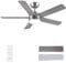 CJOY Ceiling Fans with Lights, 42 inch Silver Ceiling Fans with Lights and Remote Control, 6 Speeds, Quiet Reversible DC, Memory 3CCT, Dimmable, Sleep Mode, Timer, Use for Bedroom/Living Room/Kitchen