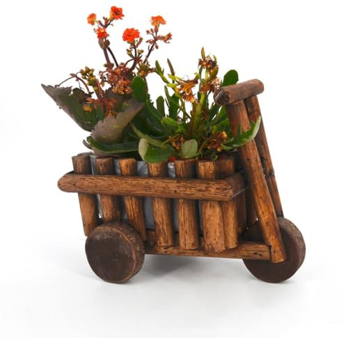 Sosoport Carriola Portafiori Artificiale - Piccolo Carrello in Legno Perfetto Per Casa Ufficio E Cucina