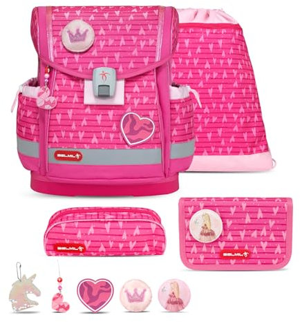 Belmil Classy Plus Schulranzen Set 6-teilig mit extra Schlüsselanhänger (405-78AG/S/K) (Princess)