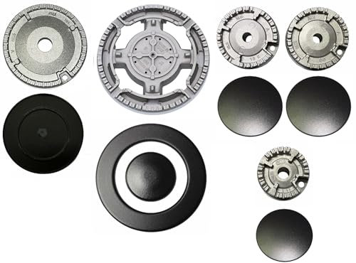 Franza - Kit 5 bruciatori Sabaf per Franke completi di piattelli spartifiamma Opachi satinati 4 fuochi + tripla corona per cucina piano cottura 5 fuochi - Made in Italy - FR11/1