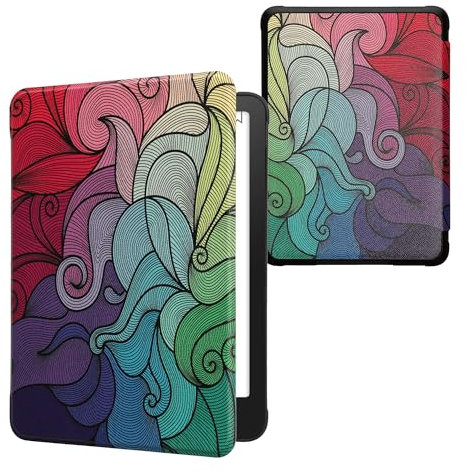 kwmobile Klapphülle kompatibel mit Amazon Kindle Paperwhite (2024)/Colorsoft Hülle - eReader Case - Farbrausch Pink Blau Grün