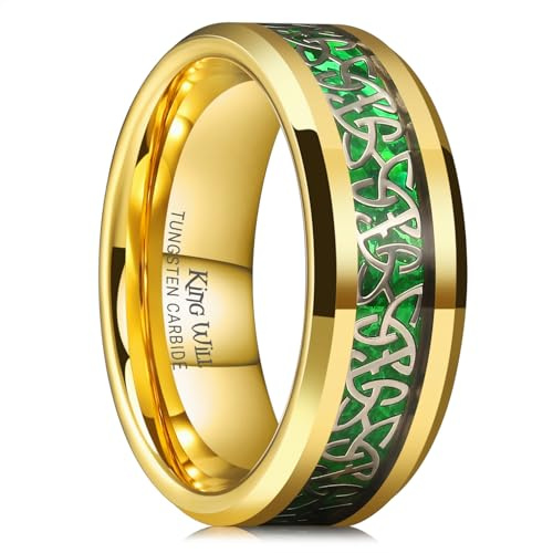 King Will Classic Wolframcarbid-Ring mit keltischem Knoten-Inlay, 8mm Ehering für Männer, Komfort-Fit Verlobungsring