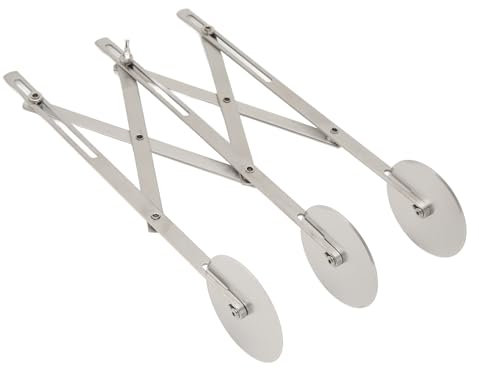Msiud Taglierina a Rullo per Impasto, Rotella Tagliapasta a 3 Ruote Tagliere In Acciaio Inox Sfogliatrice Pasticceria Affettatrice per Pizza Regolabile Inossidabile Risparmio Di