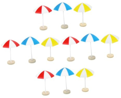 HONITANO Parasols de Plage Miniatures et Multifonctionnels 12pcs en Plastique Légers et Création de Scènes de Bord de Mer Réalistes pour Décoration de Micro-Paysage