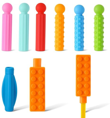 8 pezzi cappucci penna masticabili, riduce ansia concentrazione, antistress bambini,anti stress,stimming toys