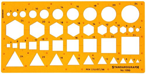 Zeichenschablone Technisches Zeichnen - Dreieck Kreis Sechseck Quadrat Geometrische Figuren