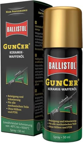 BALLISTOL 22165 GUNCER Keramik-Waffenöl 50ml Spray – Temperaturbeständige Waffenpflege, Schmiermittel, Korrosionsschutz