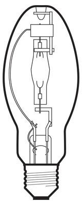 Multi-Vapor Quartz Metal Halide Lamp, 70 watt, 85 volt, BD17, Medium Screw (E26) Base, 55 CRI