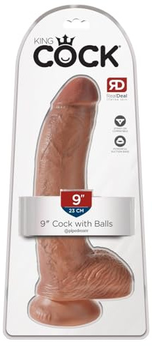 King Cock 9 Cock with Balls, Tan, 9 Zoll