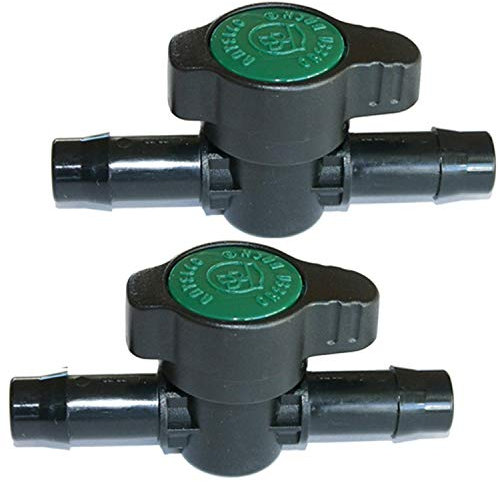 Habitech 2er-Pack In-Line Kugelhahn mit Widerhaken, 13 mm für 1,27 cm (1/2 Zoll) Schläuche, .520 ID – Regulierung und Abschaltung/Einschalten des Wasserflusses