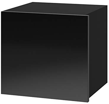 Mirjan24 Wandregal BR07, Hängeregal Hängeschrank, Grifflose Öffnen, Farbauswahl, Wohnzimmer, Schrank (Schwarz/Schwarz Hochglanz)