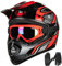 ILM Kinder Motocross Dirt Bike Motorradhelm ATV mit Goggles Sport Handschuhe ECE Approved B07,Rot Silber,Jugend-S