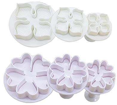 6 Pcs Fondant Cookie Cutter Cupcake Decorating Fondant Mould Flower Cake Decorating Tools for Wedding Birthday Baby Shower Party Cake Decoration Christmas Cookie Cutter Set(Whtie,Pink)
