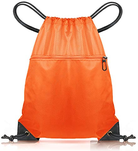 CHEPULA Drawstring Gym Bag, Large Sports Backpack String Swim Drawstring PE Bags for Women Men, Travel Beach Bag with Waterproof(orange)