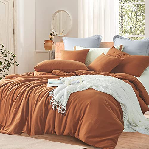 Lanqinglv Bettwäsche 220x240 cm Baumwolle Karamell Orange,ÖKO-TEX Bettwäsche-Set,Bettbezug 220x240 cm mit Reißverschluss und 2 Kissenbezug 80x80cm