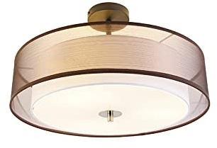 Qazqa Modern Deckenleuchte, Deckenlampe - Drum Duo - Braun, 3-flammig, 50cm, Ideal als Flur, Schlafzimmerlampe und Wohnzimmerlampe