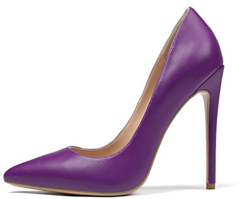 EDEFS Donna Décolleté a Punta, 12CM Tacchi a Spillo con Tacco Alto, Scarpe Eleganti da Vestire Ufficio, Opaco Viola Taglia EU39