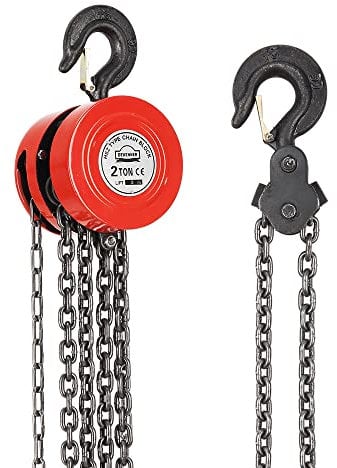 DEWINNER Handkettenzug, Schwerlasthaken, 2000 kg Tragfähigkeit, 3,0 m Kette Umlenkrolle mit 360° drehbarem Haken(2 Tonne 3 m)