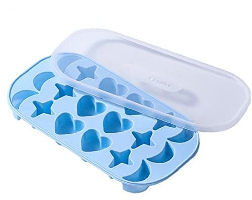 vepoty Silicone Ice Cube Mold Ice Cube Tray with Lid Heart Moon Star Ice Cubes Tray Diy Pastry Jelly Gadgets