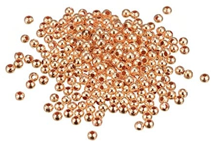 sourcing map 1200Pcs Smooth Round Spacer Beads, 3mm Spacer Loose Ball Beads Tiny Spacers for Jewelry Making Bracelet DIY, Rose Gold