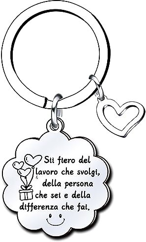 QTZXZX Portachiavi idee regalo collega Portachiave regalo collega donna uomo colleghe amicizia Porta chiavi regalo per colleghi che va via grazie pensione regali per colleghe amica maestra (5)