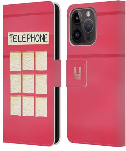 Head Case Designs Telephone Booth London Best Leather Wallet Case Compatible With Apple iPhone 15 Pro