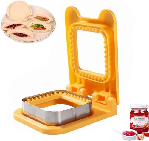 CHICHAUS Coupe-sandwich et scellant carré de poche pour sandwichs non écrasables pour enfants qui aiment les repas (jaune)
