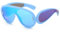 YUELUQU Mode Rave Sonnenbrille für Frauen Männer übergroße futuristische Schild Welle Maske Sonnenbrille Designer Stil (Blau/Blau)