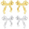 Rajputana Gold Silber Schleifen Ohrringe Set für Damen, Bow Ribbon Stud Earrings Women Jewelry, Golden Silver Schleife Ohrstecker Schmuck Frauen