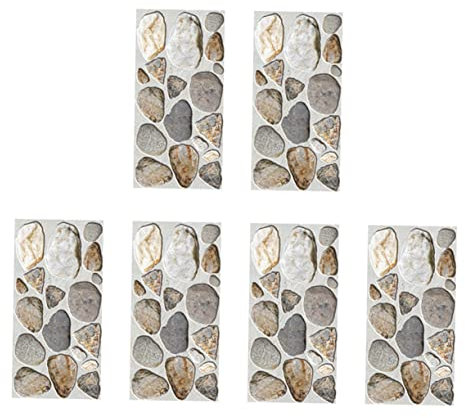 Angoily 6st Kopfstein Pflaster Fliesen Aufkleber Vinyl-bodenaufkleber Backsplash Abziehen Und Aufkleben Kieselstein-fliesenaufkleber Wandgemälde 3d Pvc Kopfsteinpflaster Applikationen