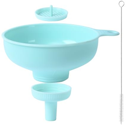 DUINIU 3 Piece Kitchen Funnel With 1 Piece Brush, Plastic Cooking Funnel, Multifunctional Funnel With 2 Sizes Of Nozzles For Wide Or Narrow Mouth Bottles