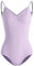 HROYL Damen Ballettanzug V-Ausschnitt Camisole Gymnastik Trikot Ballett Body mit Spaghettiträgern, Lila,S